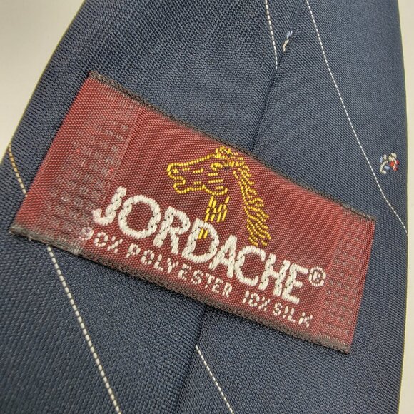 Vintage Jordache Navy Blue Classic Career‎ Tie Polyester Silk Floral EUC - Picture 3 of 4